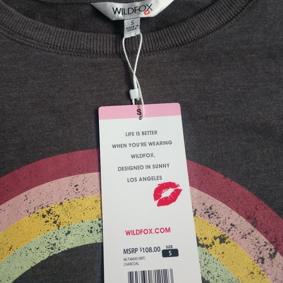 Wildfox Easy Does It Rainbow Pride Gray Distressed Crewneck Sweatshirt Small - Picture 6 of 7